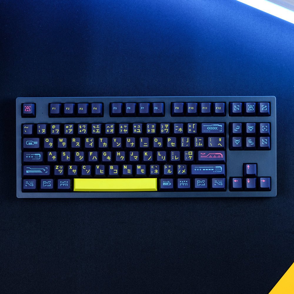 Cool Techno Theme PBT Japanese Keycap Set - KeyArtisan