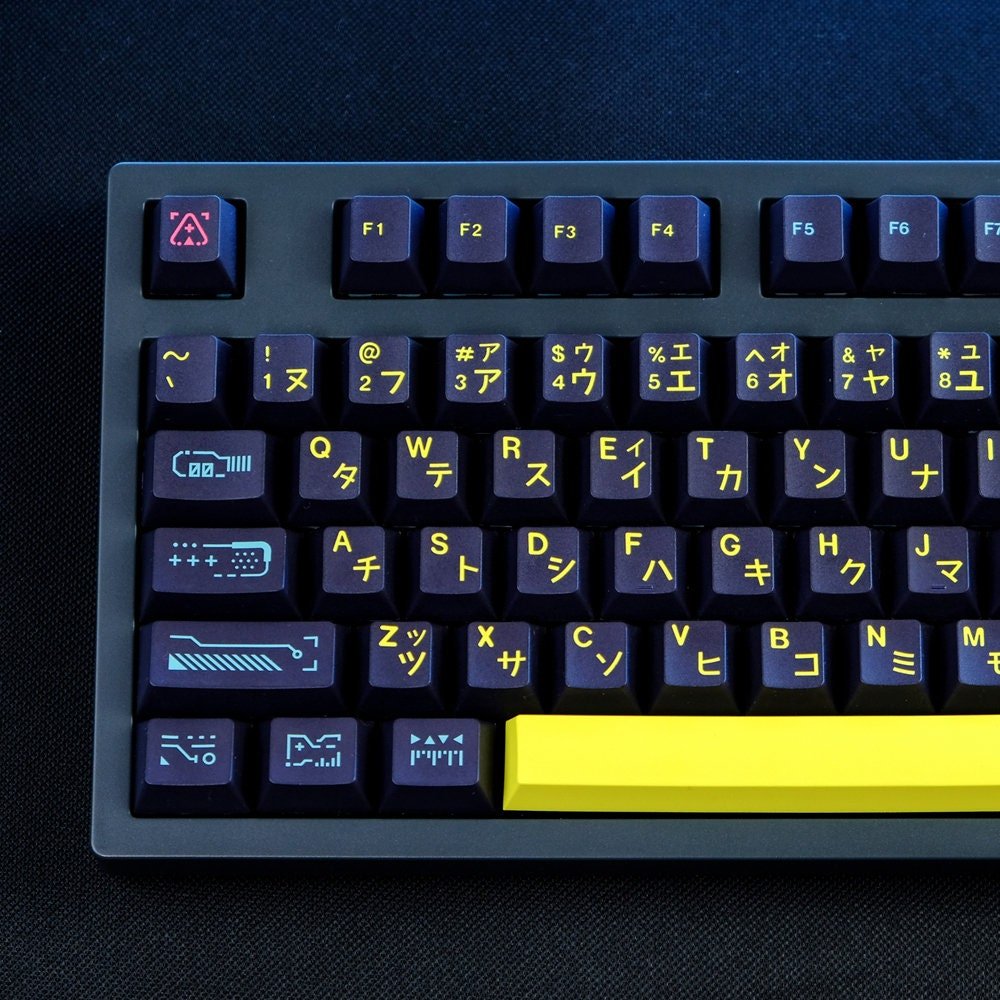 Cool Techno Theme PBT Japanese Keycap Set - KeyArtisan