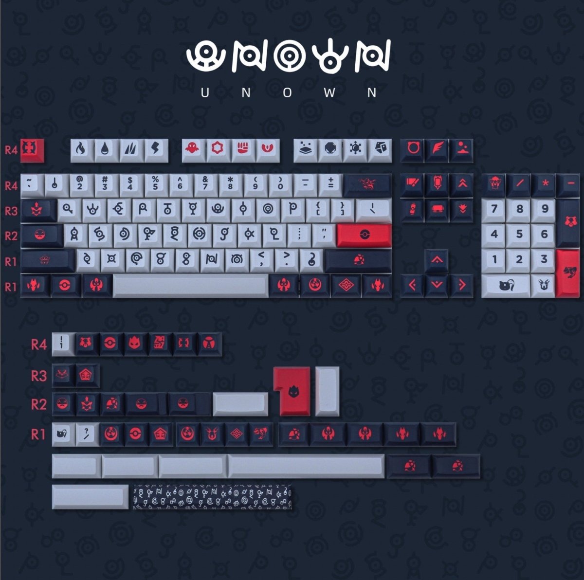 Cool Unown Theme Artisan Graffiti Keycap Set - KeyArtisan