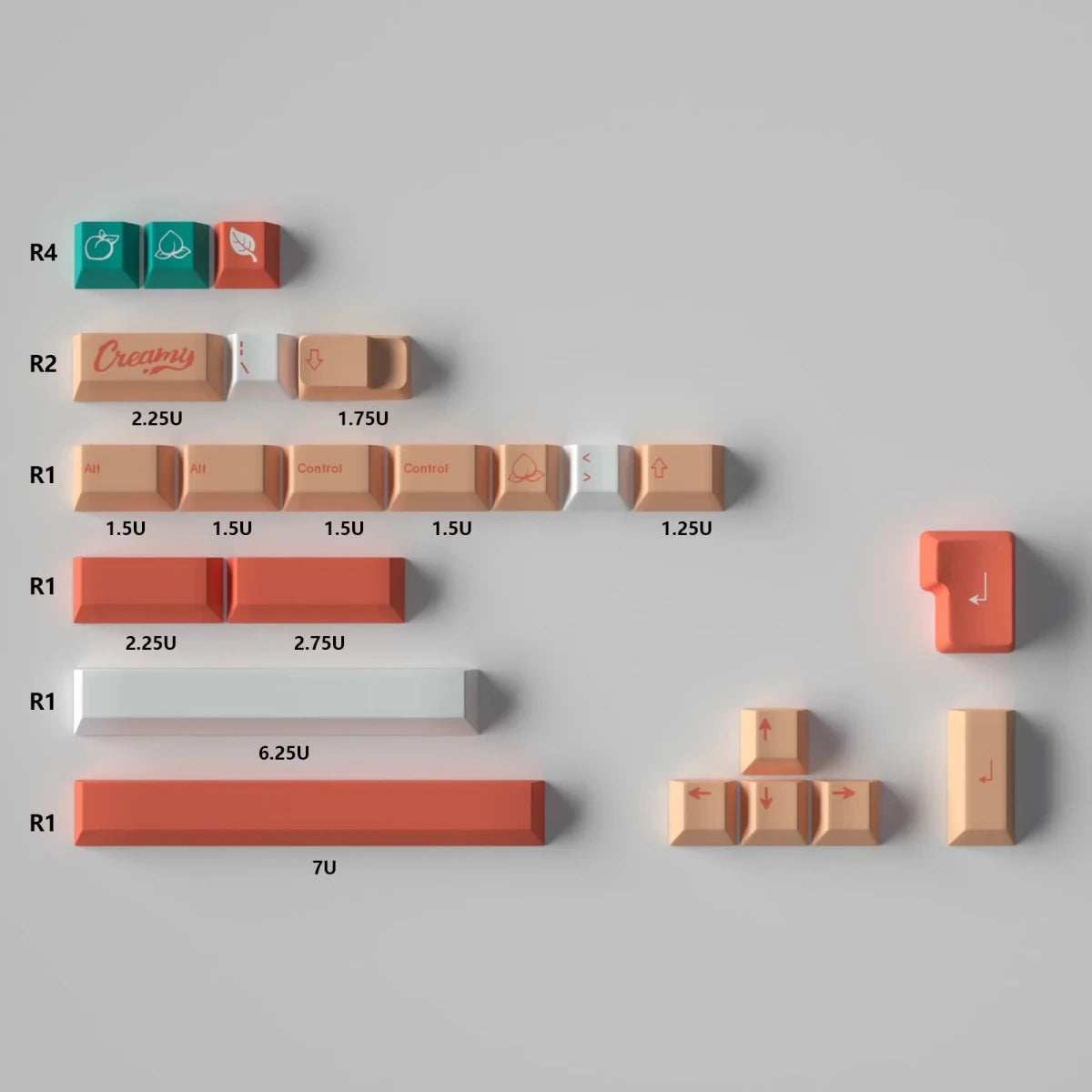 Creamy Peach Theme Pastel Keycap Set - KeyArtisan® - KeyArtisan
