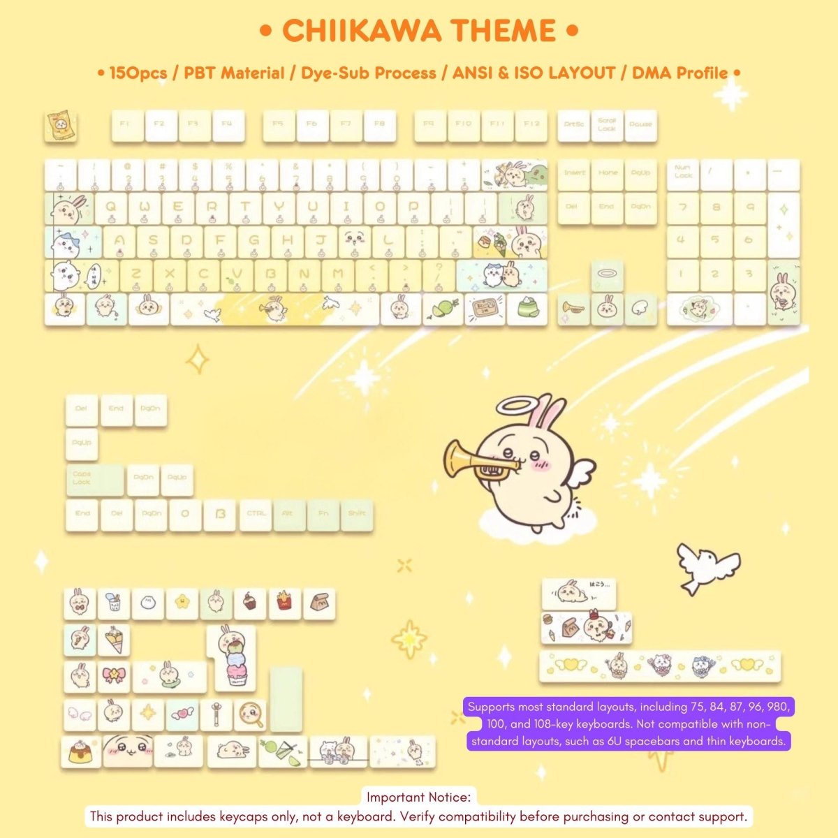 Cute Anime Chiikawa Theme Artisan Keycap Set - KeyArtisan