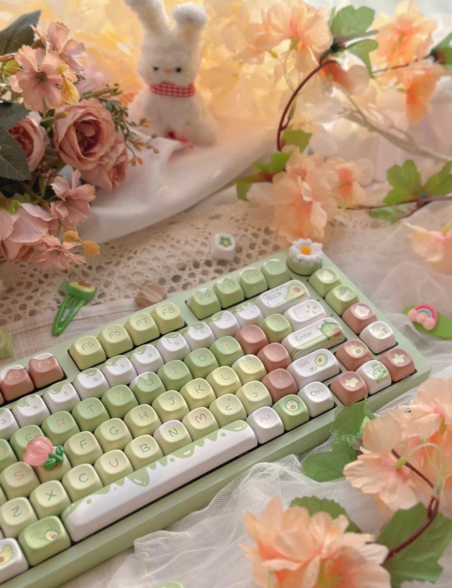 Cute Avocado Garden Themed Keycap Set - KeyArtisan