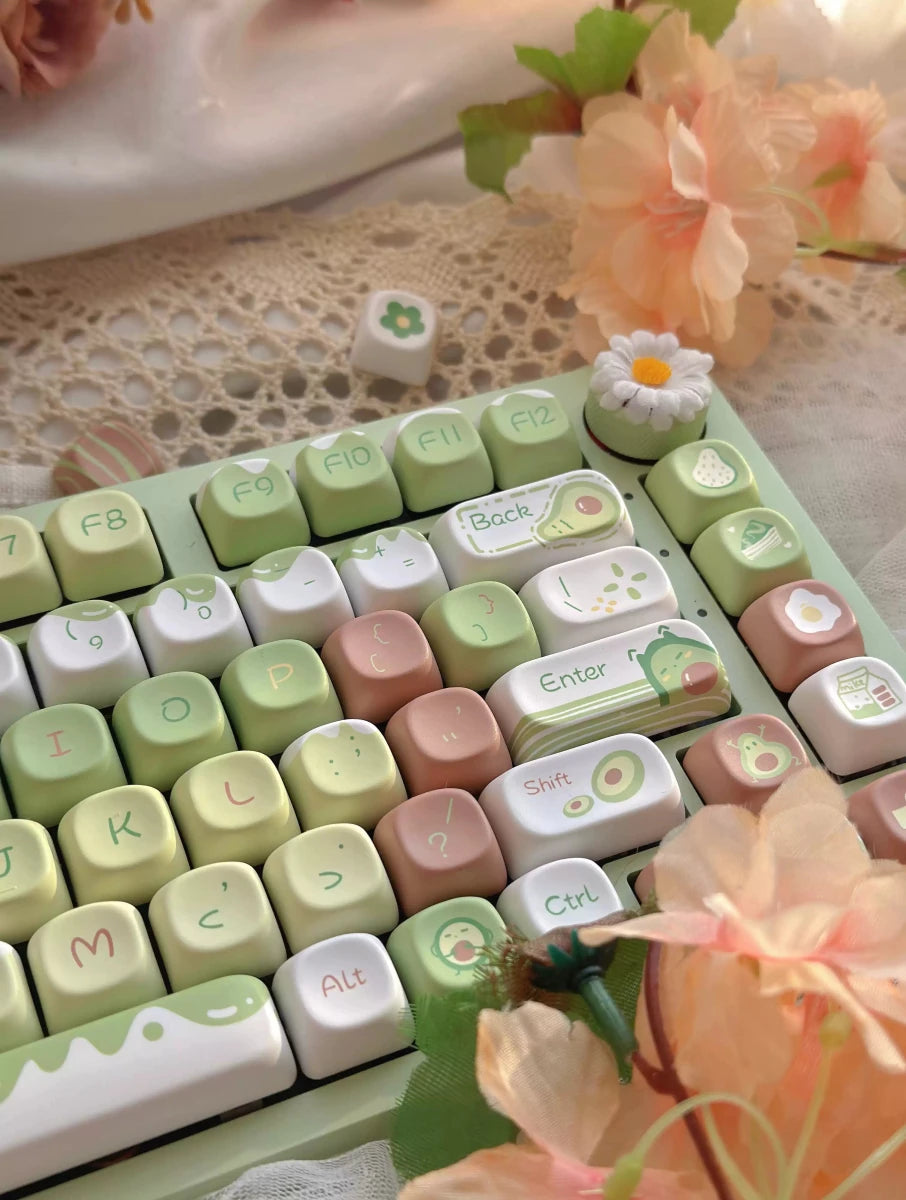 Cute Avocado Garden Themed Keycap Set - KeyArtisan