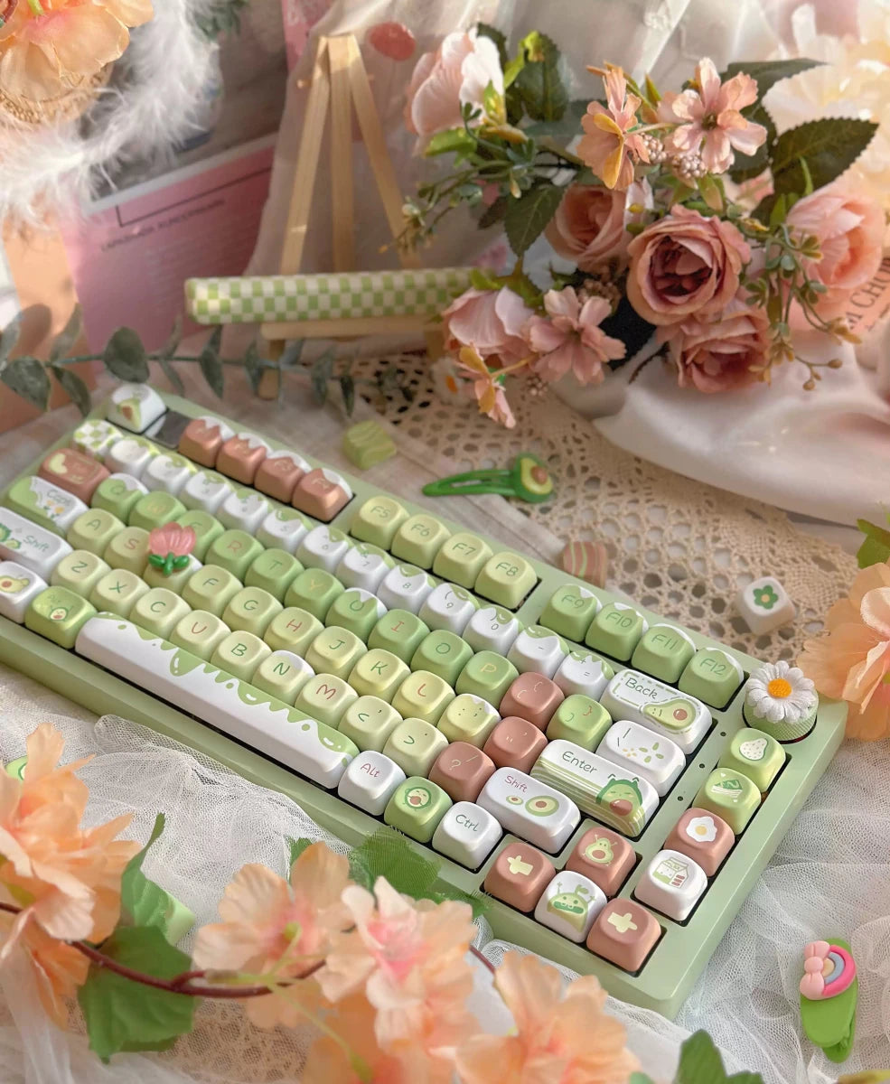 Cute Avocado Garden Themed Keycap Set - KeyArtisan
