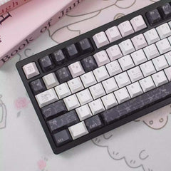 Cute Black Veil Pink Cheeks Keycap Set - KeyArtisan