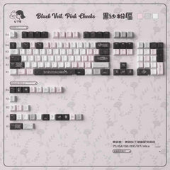 Cute Black Veil Pink Cheeks Keycap Set - KeyArtisan