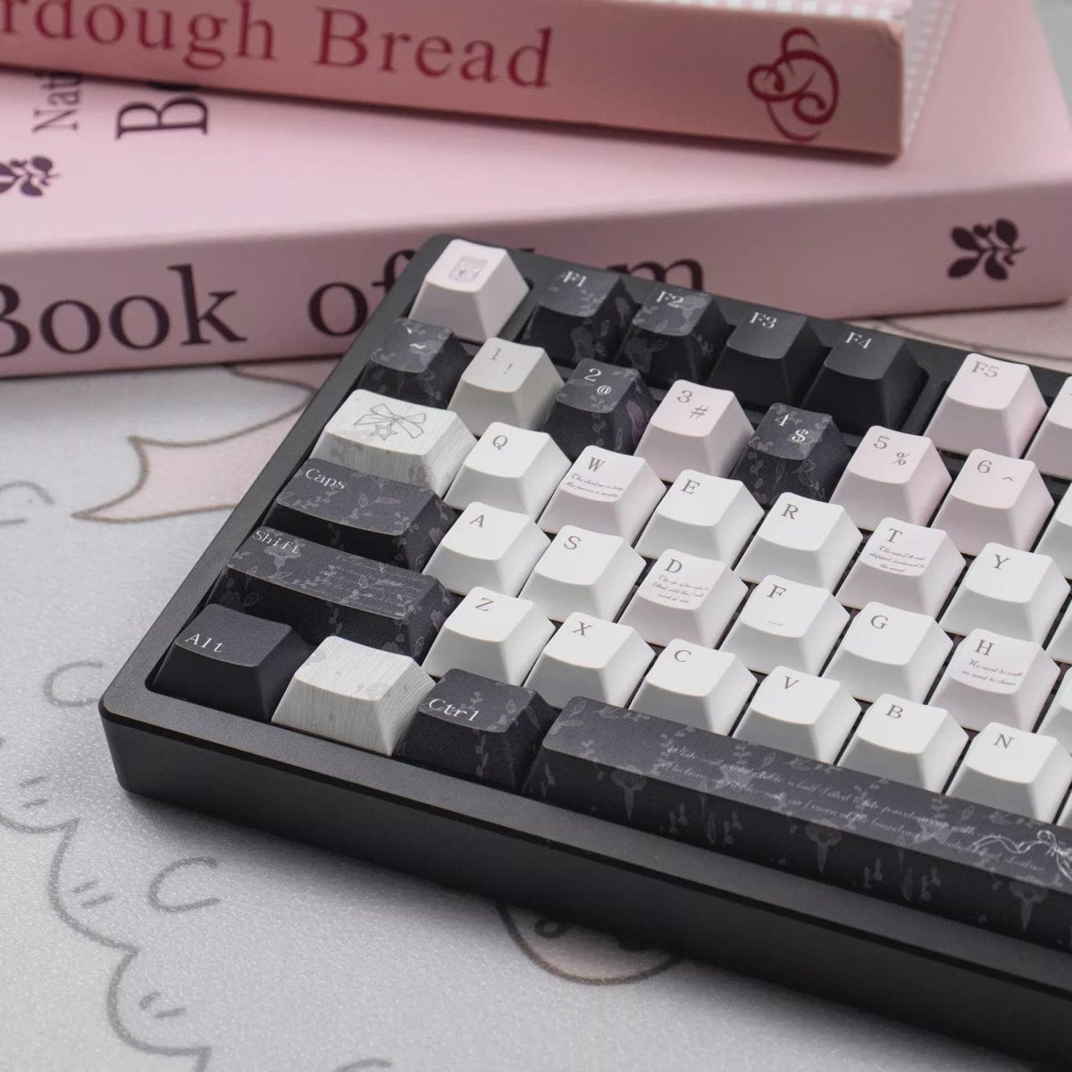 Cute Black Veil Pink Cheeks Keycap Set - KeyArtisan
