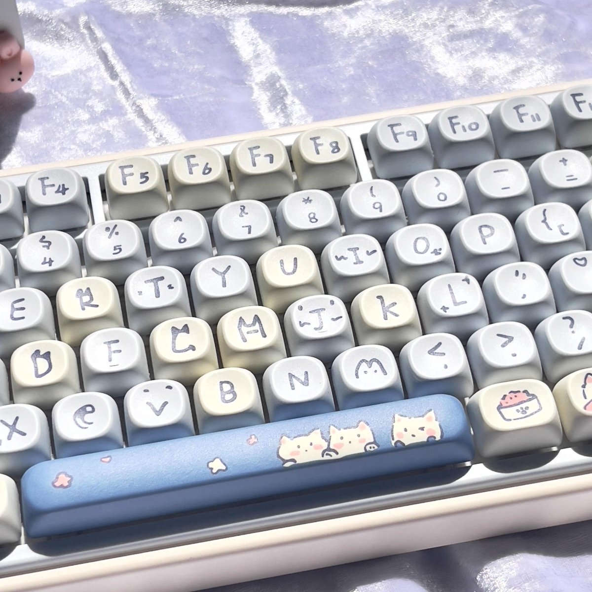 Cute Blue Cat Meow Theme Artisan Keycap Set - KeyArtisan