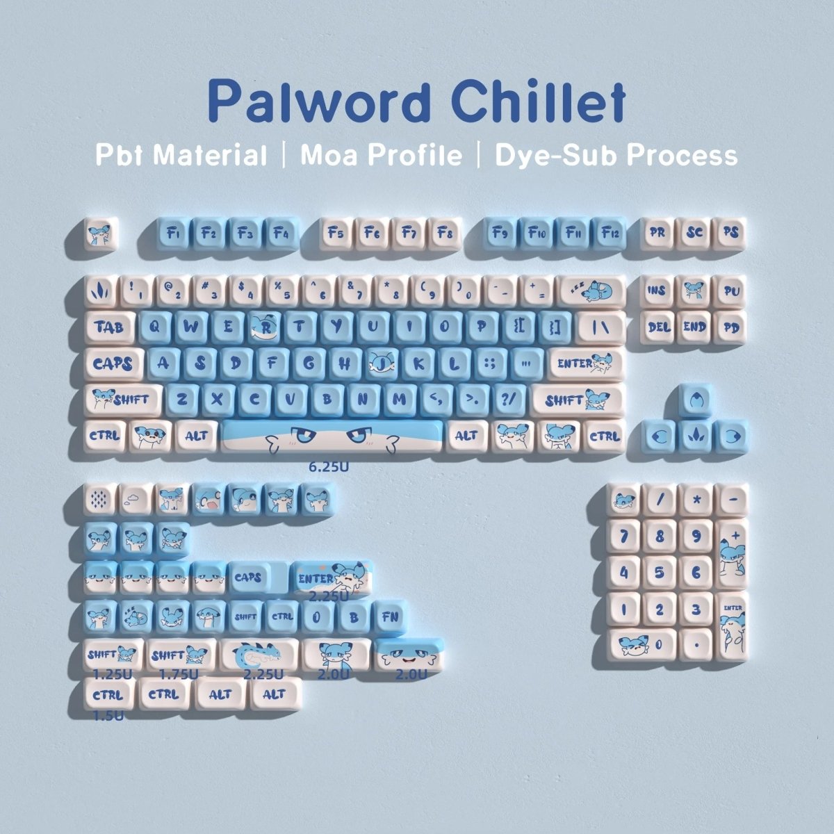 Cute Blue Chillet Palword Theme Artisan Keycap Set - KeyArtisan