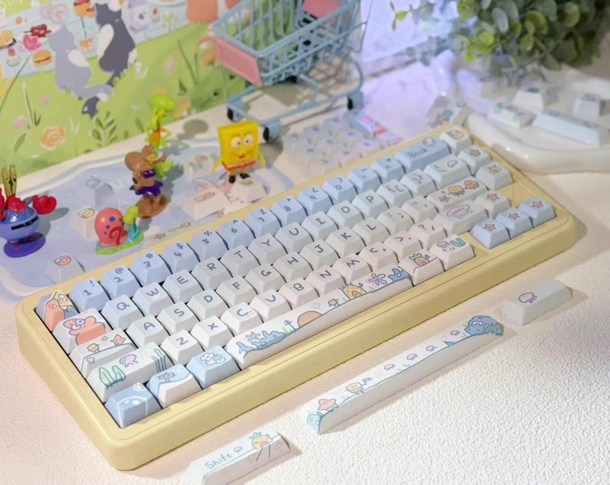Cute Blue Gradient Spongebob Theme Artisan Keycap Set - KeyArtisan