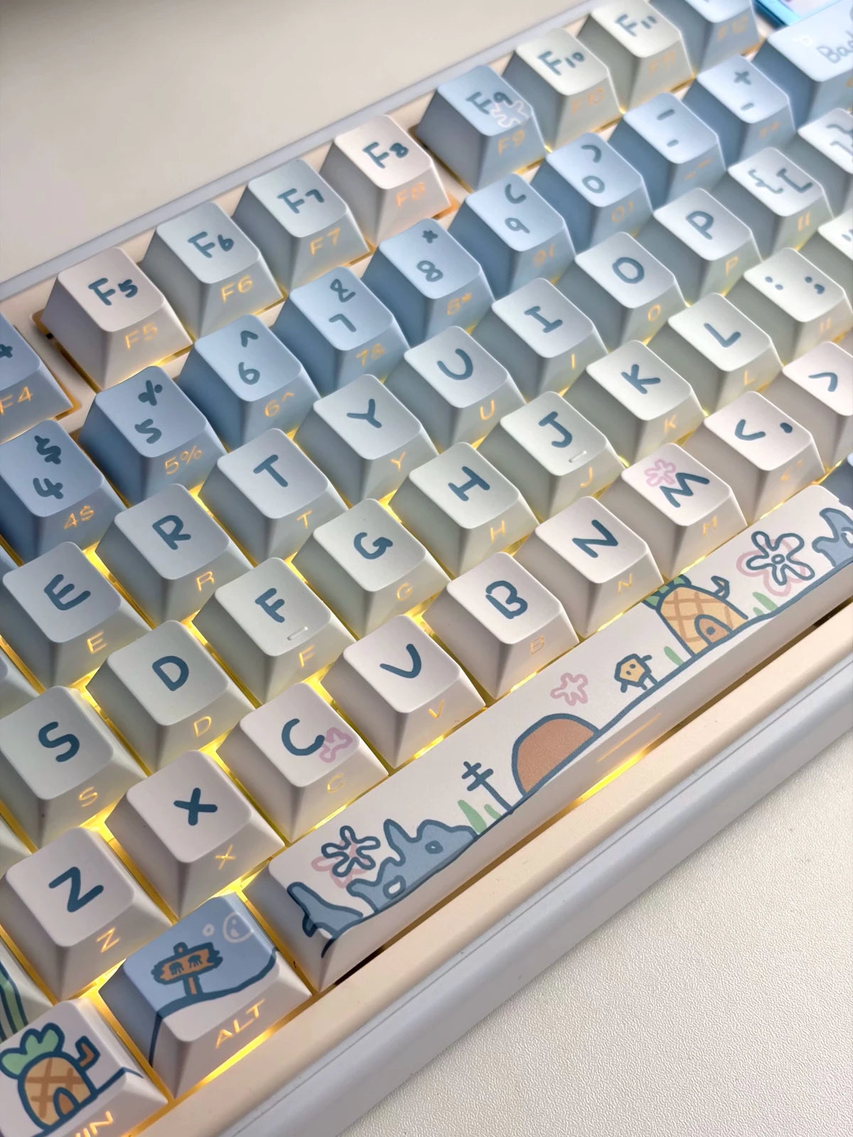 Cute Blue Gradient Spongebob Theme Artisan Keycap Set - KeyArtisan
