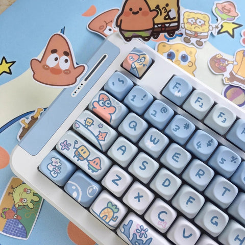 Cute Blue Gradient Spongebob Theme Artisan Keycap Set - KeyArtisan