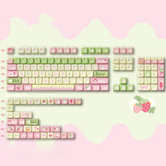 Cute Bunny Strawberry Theme Keycap Set - KeyArtisan