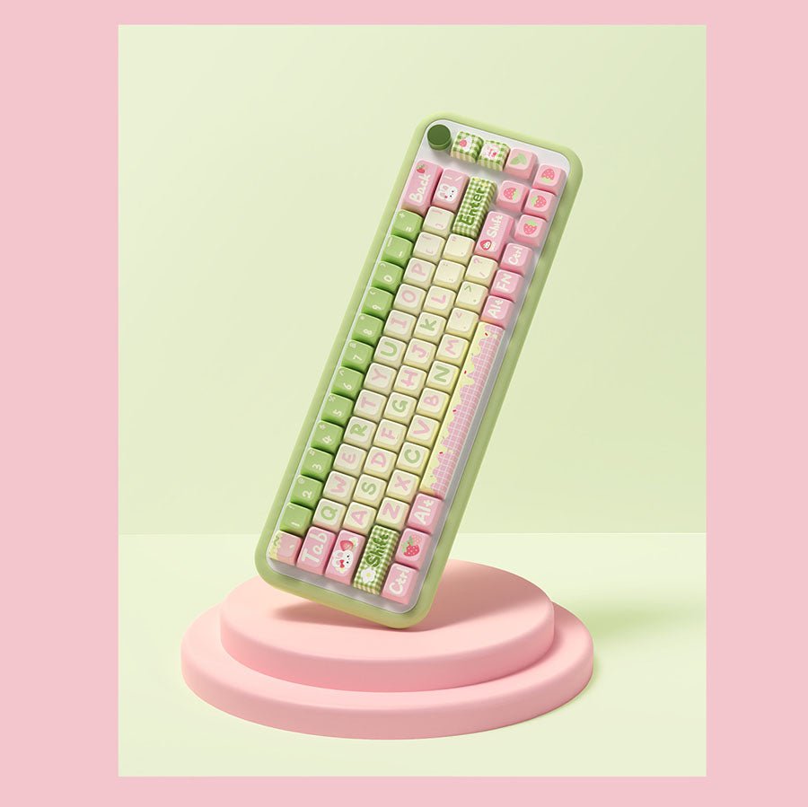 Cute Bunny Strawberry Theme Keycap Set - KeyArtisan