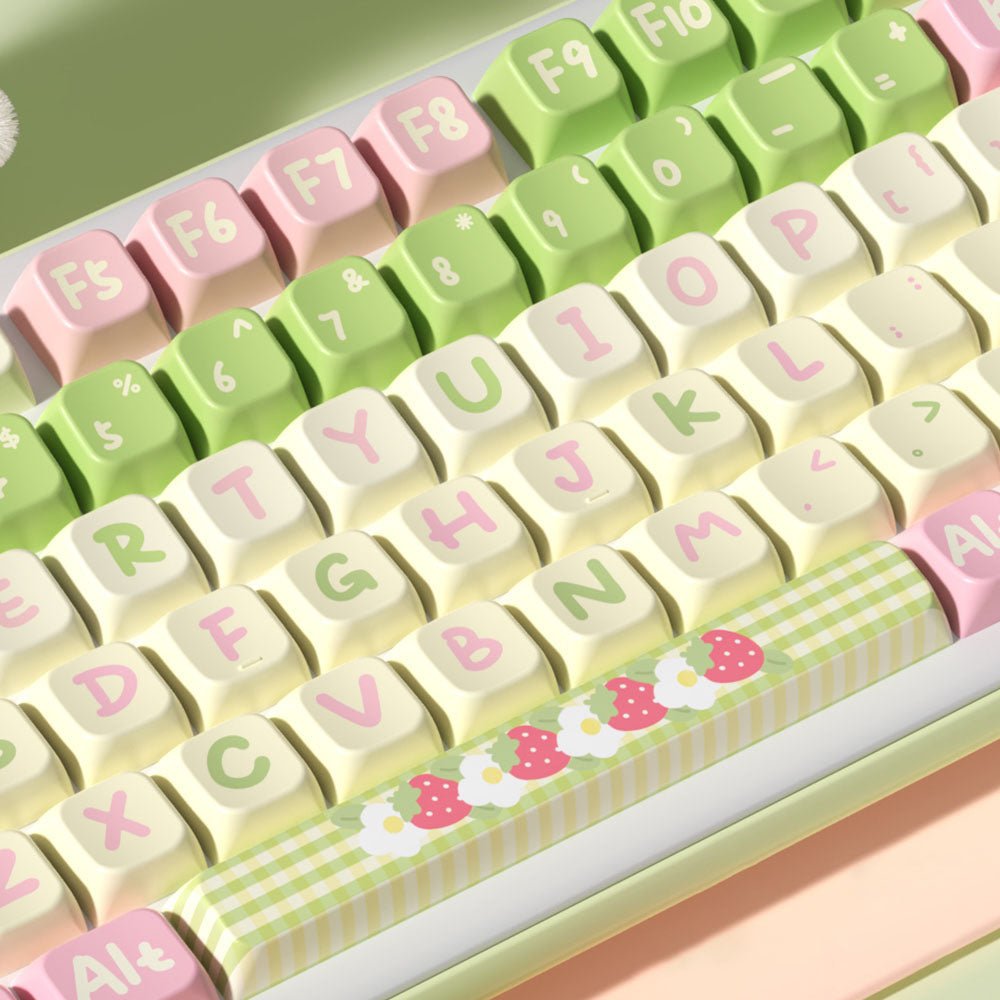 Cute Bunny Strawberry Theme Keycap Set - KeyArtisan