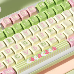 Cute Bunny Strawberry Theme Keycap Set - KeyArtisan