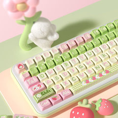 Cute Bunny Strawberry Theme Keycap Set - KeyArtisan