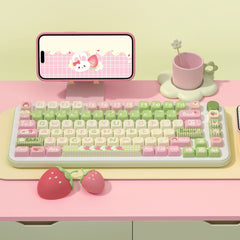 Cute Bunny Strawberry Theme Keycap Set - KeyArtisan