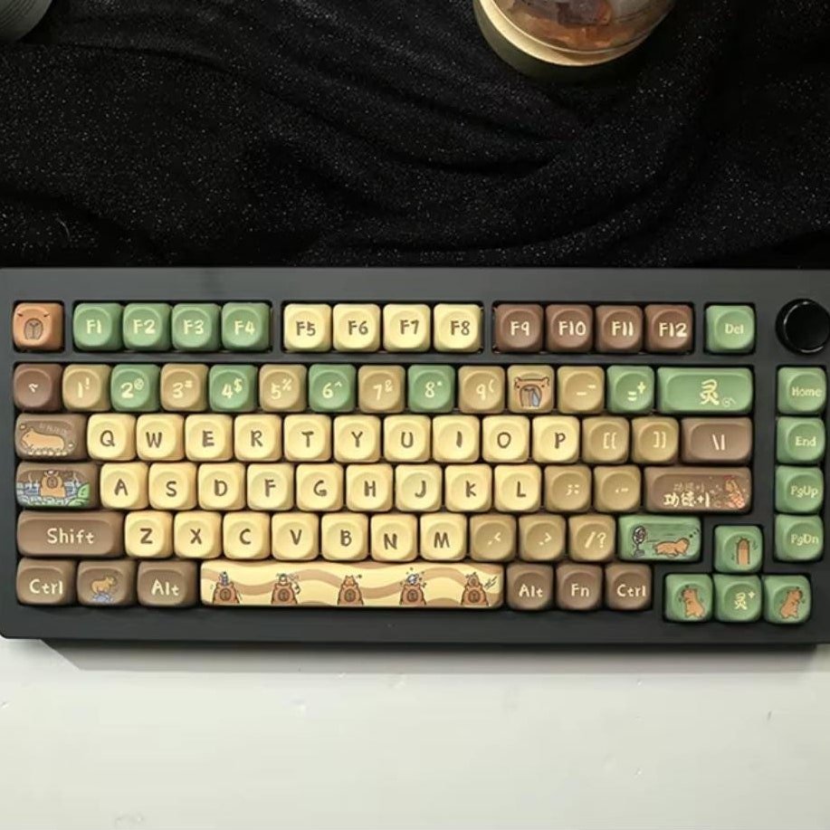 Cute Capybara Theme PBT MOA Keycap Set - KeyArtisan