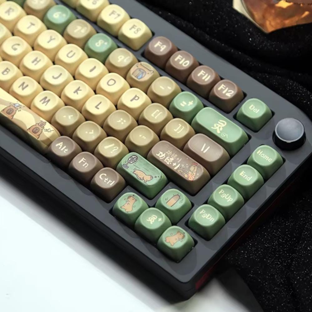 Cute Capybara Theme PBT MOA Keycap Set - KeyArtisan