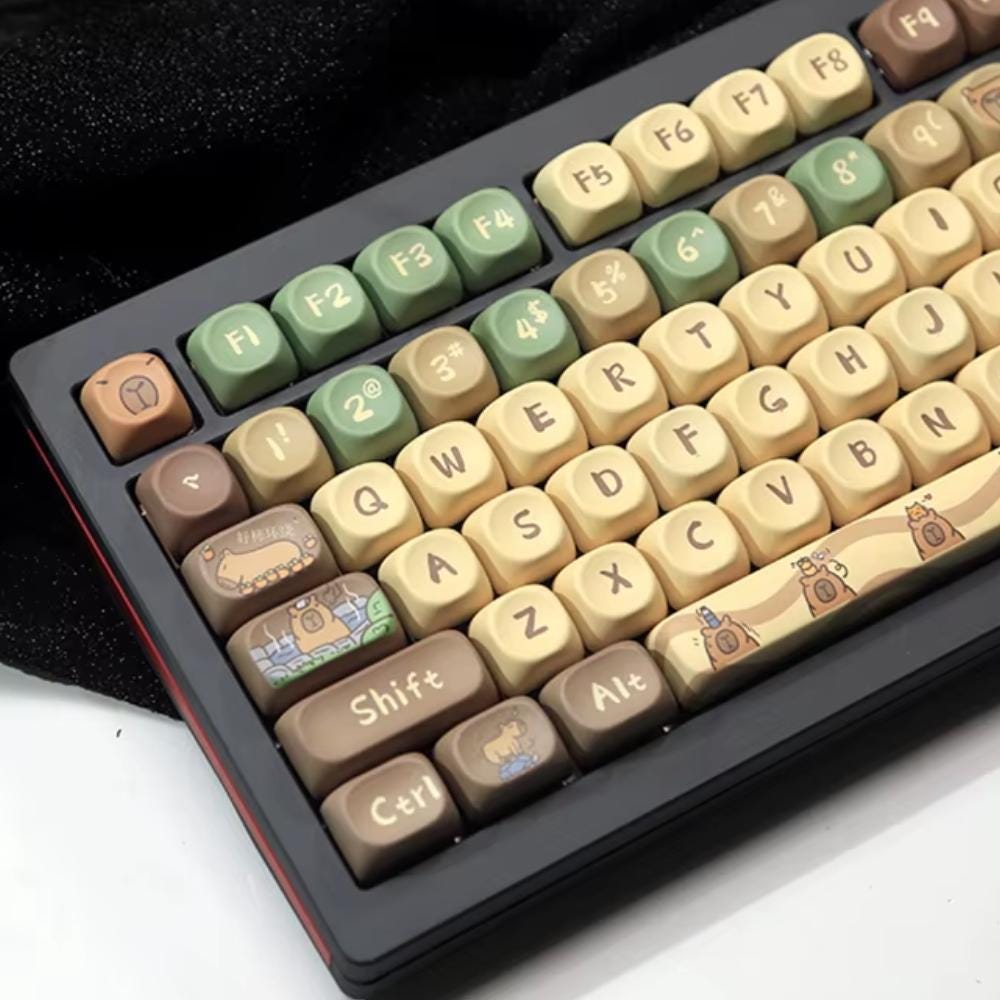 Cute Capybara Theme PBT MOA Keycap Set - KeyArtisan