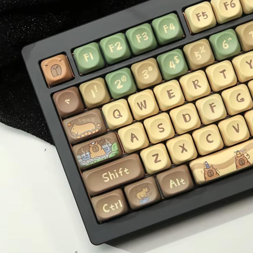 Cute Capybara Theme PBT MOA Keycap Set - KeyArtisan