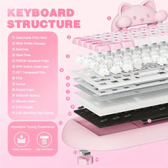 Cute Cat Theme 65% Mechanical Keyboard – YUNZII C68 - KeyArtisan