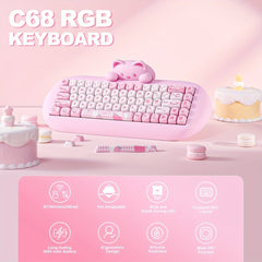 Cute Cat Theme 65% Mechanical Keyboard – YUNZII C68 - KeyArtisan