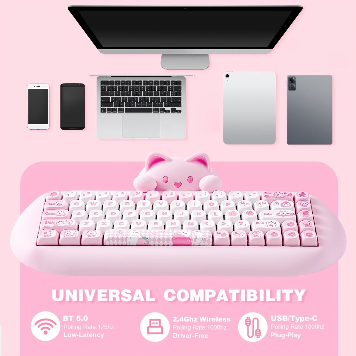 Cute Cat Theme 65% Mechanical Keyboard – YUNZII C68 - KeyArtisan