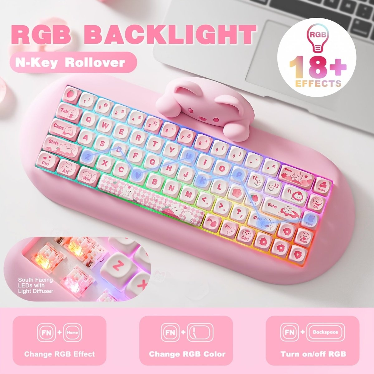 Cute Cat Theme 65% Mechanical Keyboard – YUNZII C68 - KeyArtisan