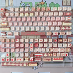 Cute Chocolate Strawberry Theme Keycap Set - KeyArtisan