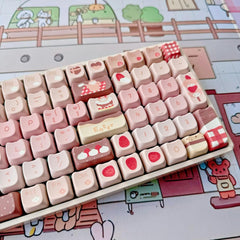 Cute Chocolate Strawberry Theme Keycap Set - KeyArtisan