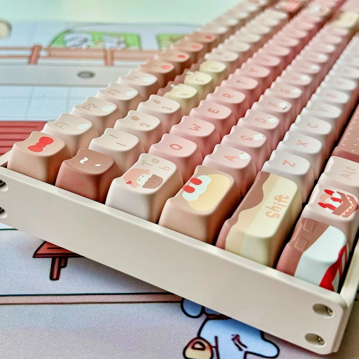 Cute Chocolate Strawberry Theme Keycap Set - KeyArtisan