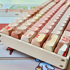 Cute Chocolate Strawberry Theme Keycap Set - KeyArtisan