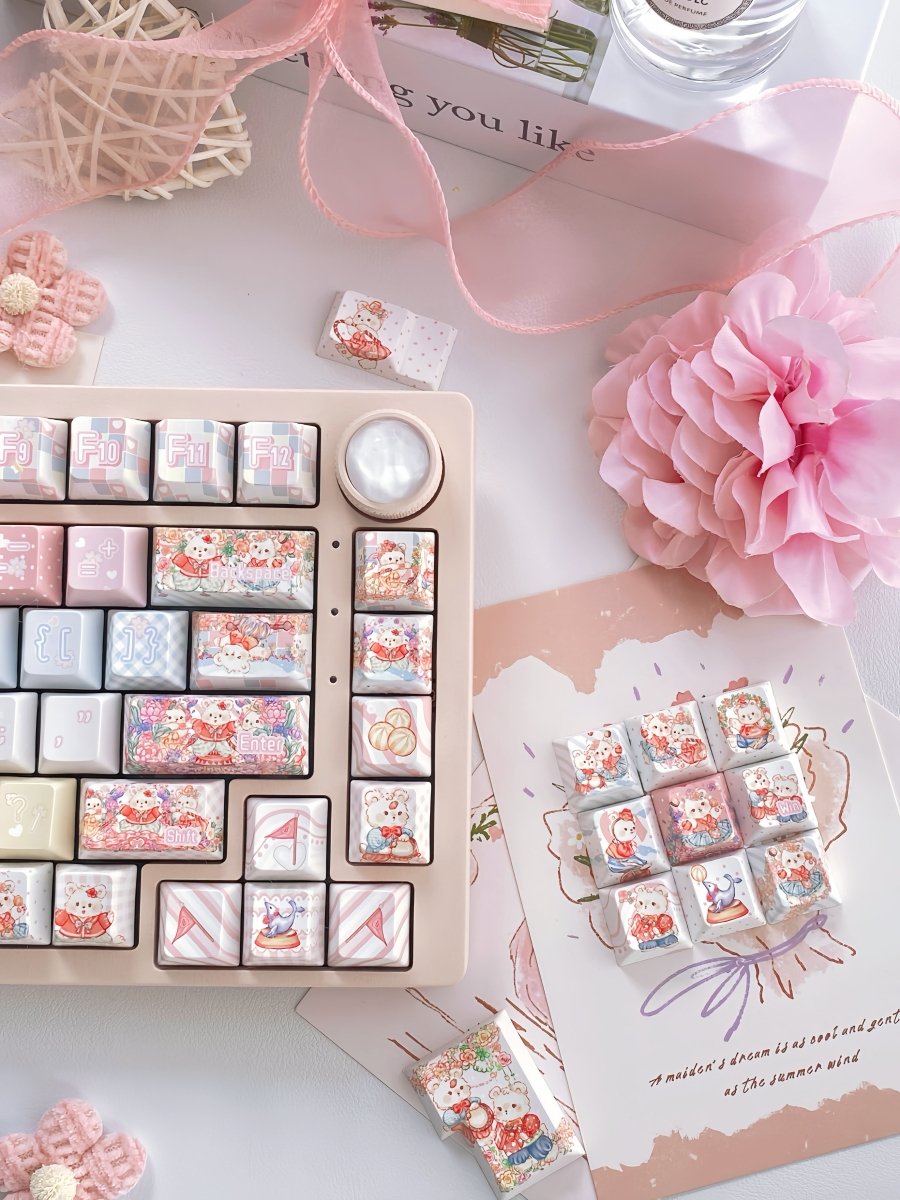 Cute Circus Teddy Bear Theme Artisan Keycap Set - KeyArtisan