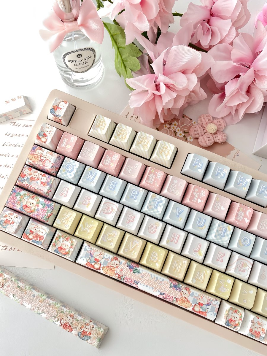 Cute Circus Teddy Bear Theme Artisan Keycap Set - KeyArtisan