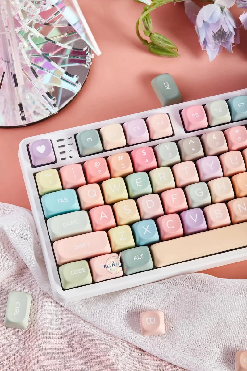 Cute Colorful Candy Theme PBT MOA Round Keycap Set - KeyArtisan