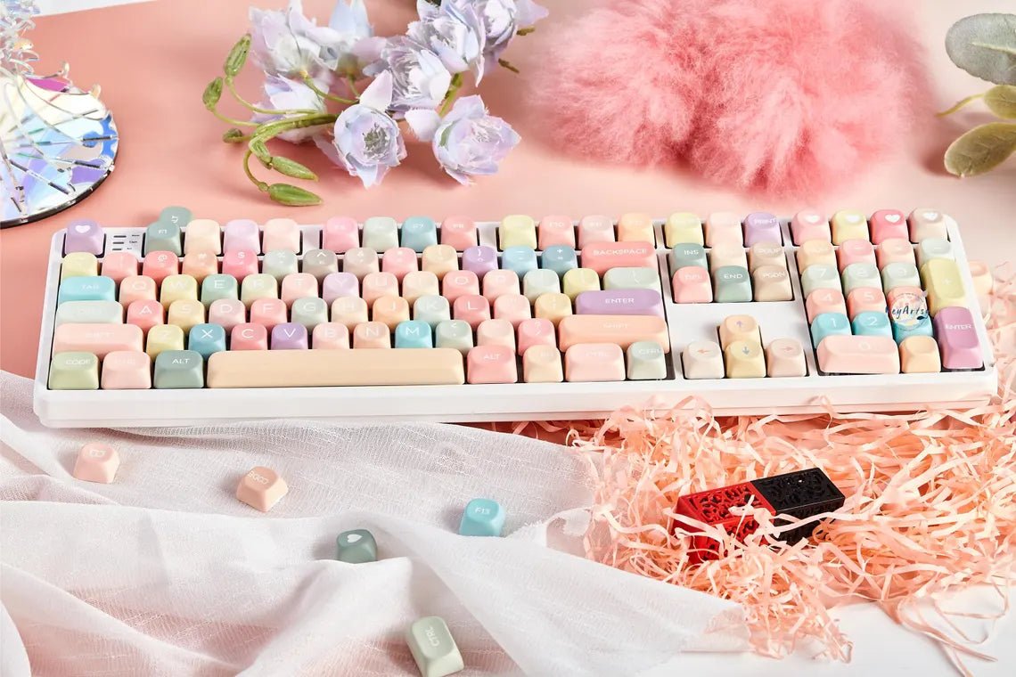 Cute Colorful Candy Theme PBT MOA Round Keycap Set - KeyArtisan