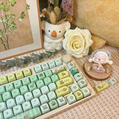 Cute Frog Theme Green Gradient Artisan Keycap Set - KeyArtisan