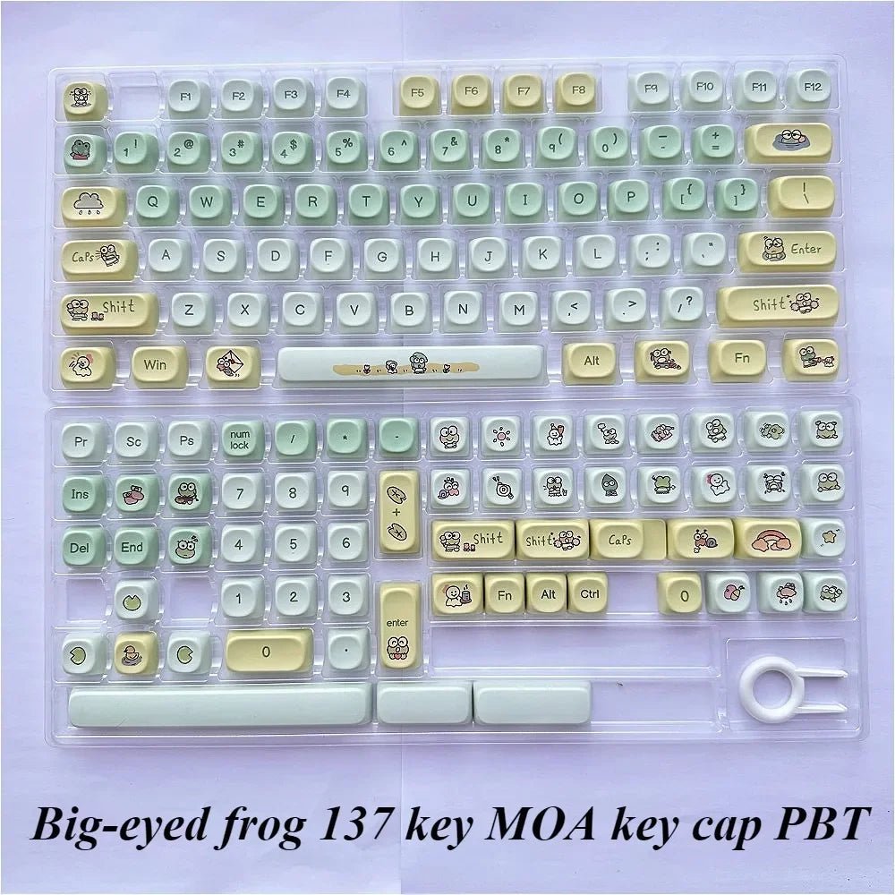 Cute Frog Theme Green Gradient Artisan Keycap Set - KeyArtisan