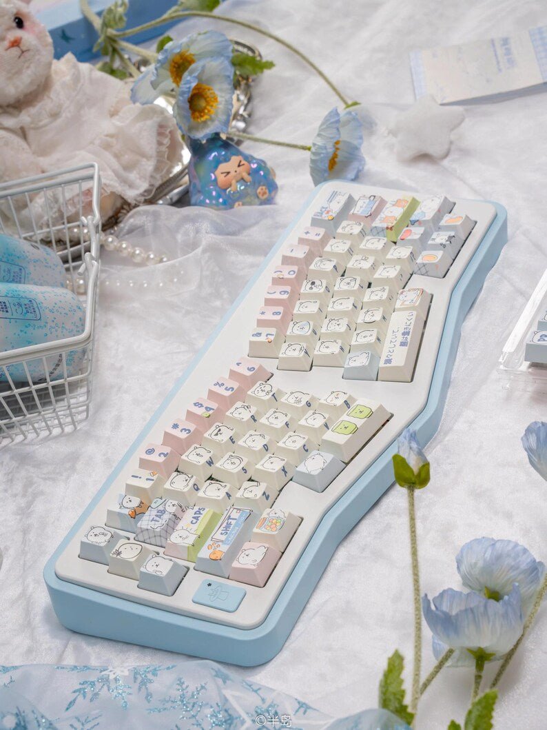 Cute Funny Emote Bear Theme Keycap Set - KeyArtisan