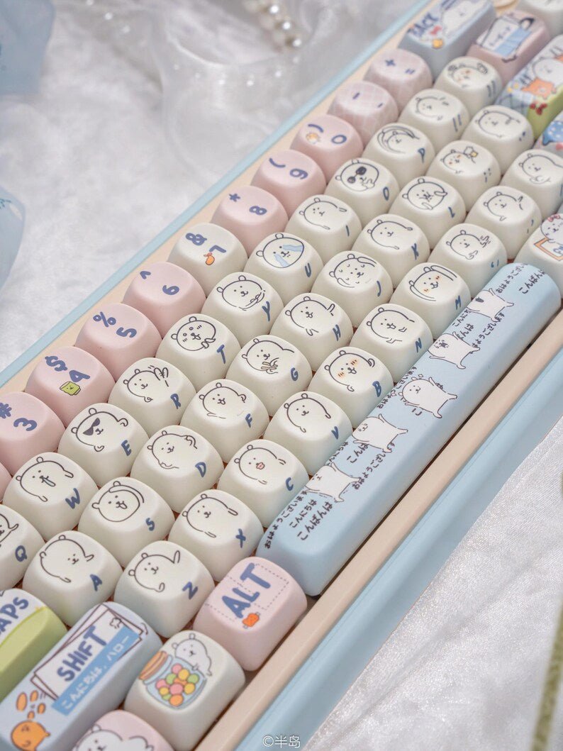 Cute Funny Emote Bear Theme Keycap Set - KeyArtisan