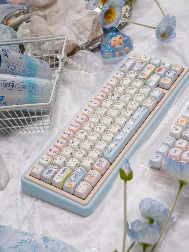 Cute Funny Emote Bear Theme Keycap Set - KeyArtisan