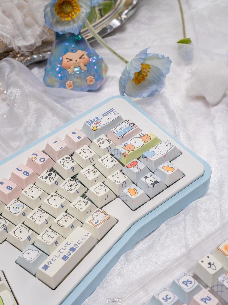 Cute Funny Emote Bear Theme Keycap Set - KeyArtisan