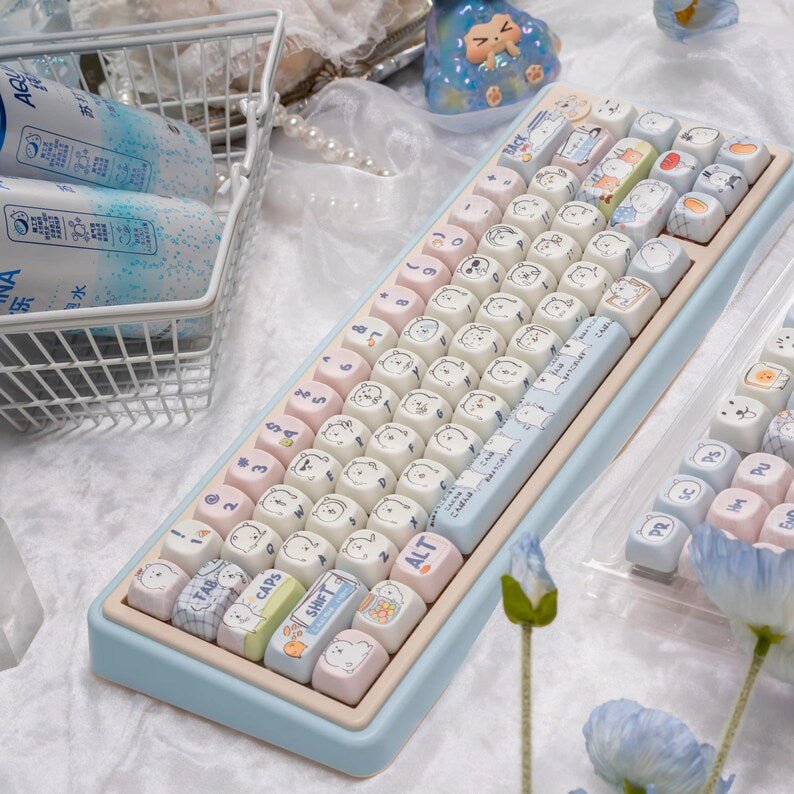 Cute Funny Emote Bear Theme Keycap Set - KeyArtisan