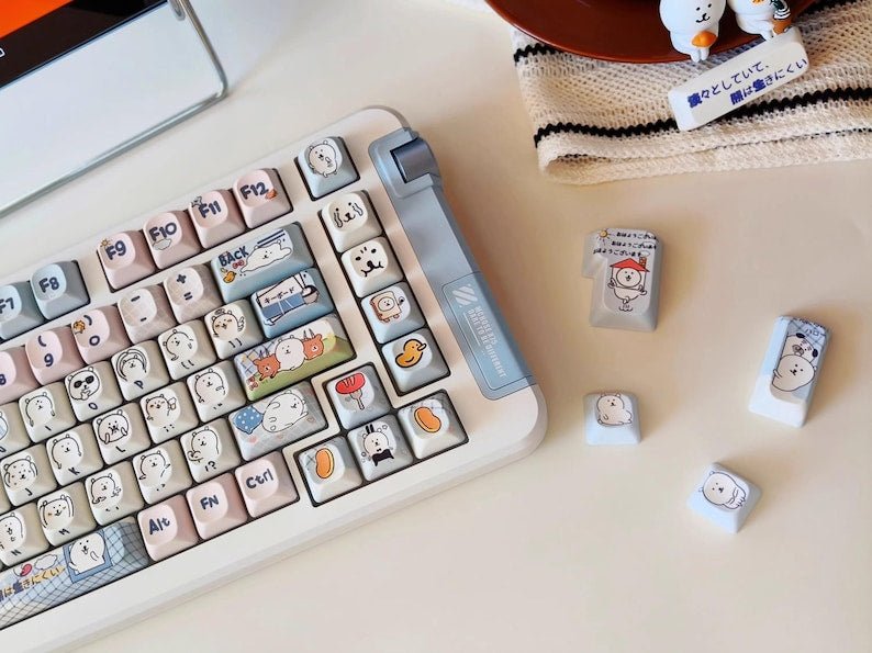 Cute Funny Emote Bear Theme Keycap Set - KeyArtisan