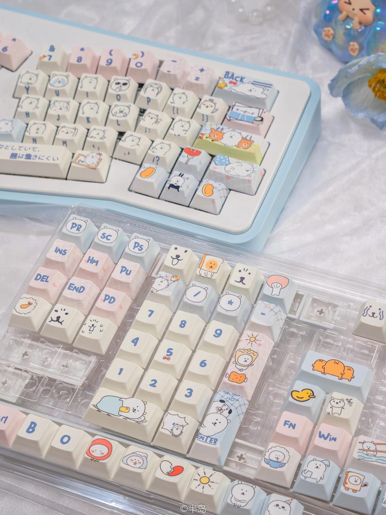 Cute Funny Emote Bear Theme Keycap Set - KeyArtisan