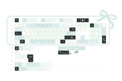 Cute Green Matcha Floral PBT Keycap Set - KeyArtisan