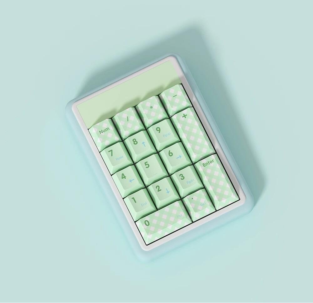 Cute Green Matcha Mint Plaid Keycap Set - KeyArtisan