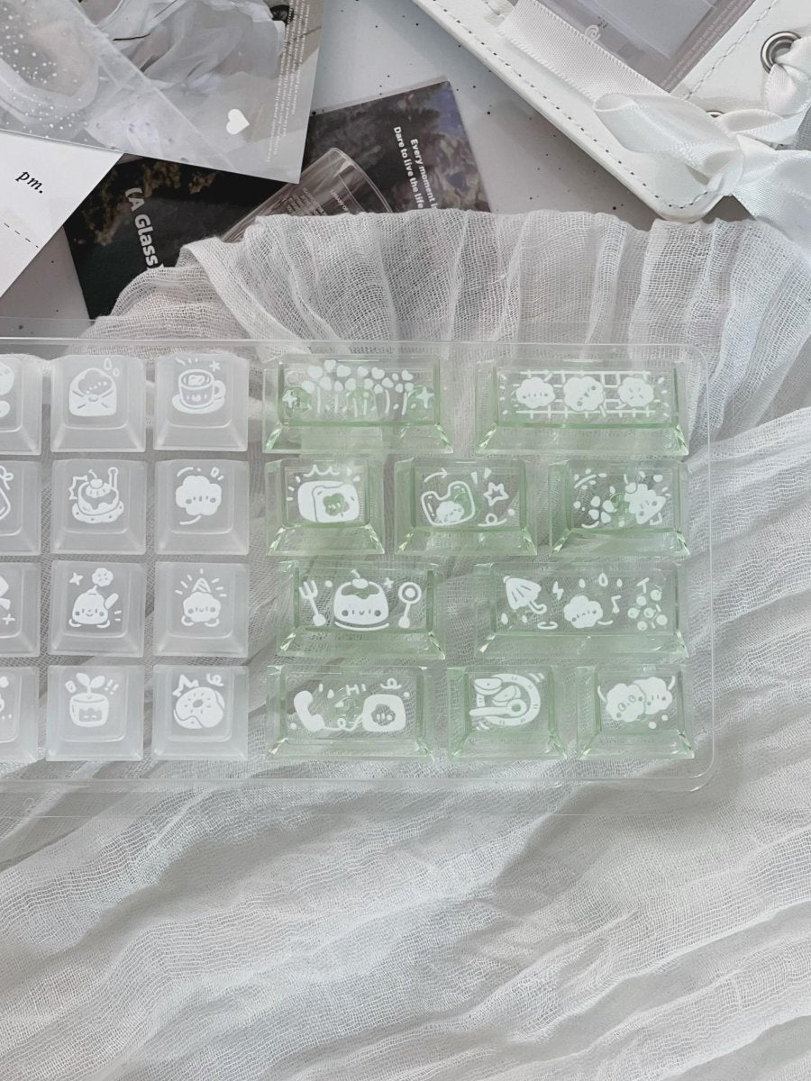 Cute Green Matcha Pastel Artisan Keycap Set - KeyArtisan